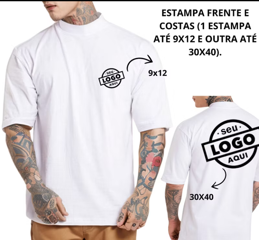 Posições de estampa frente e costas